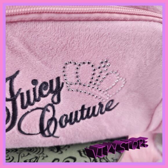 💕 NWT Juicy Couture Pink Velvet Train Case Rhinestones #7189 💕 - Picture 5 of 5
